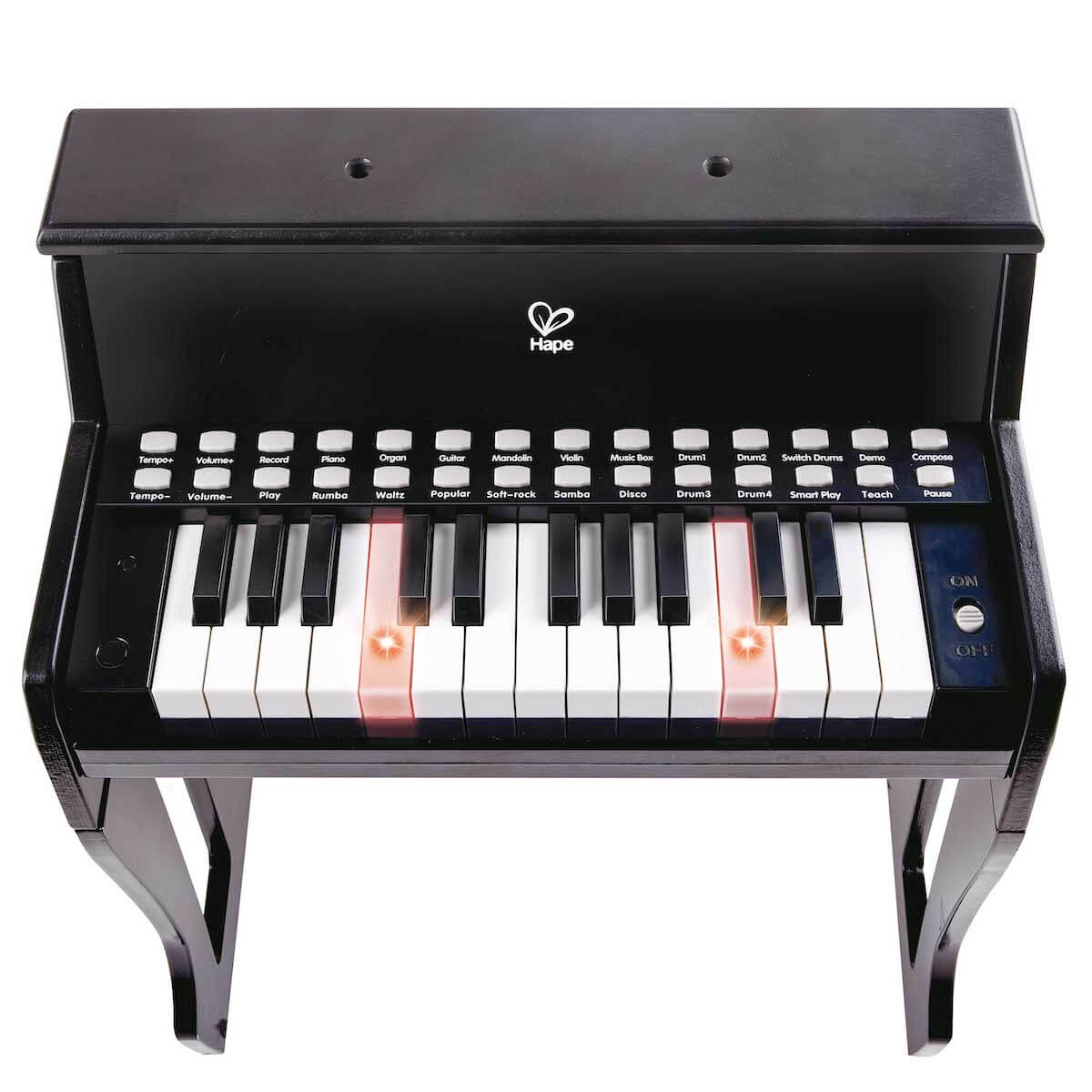 Piano luminoso-taburete LEARN WITH LIGHTS Hape negro