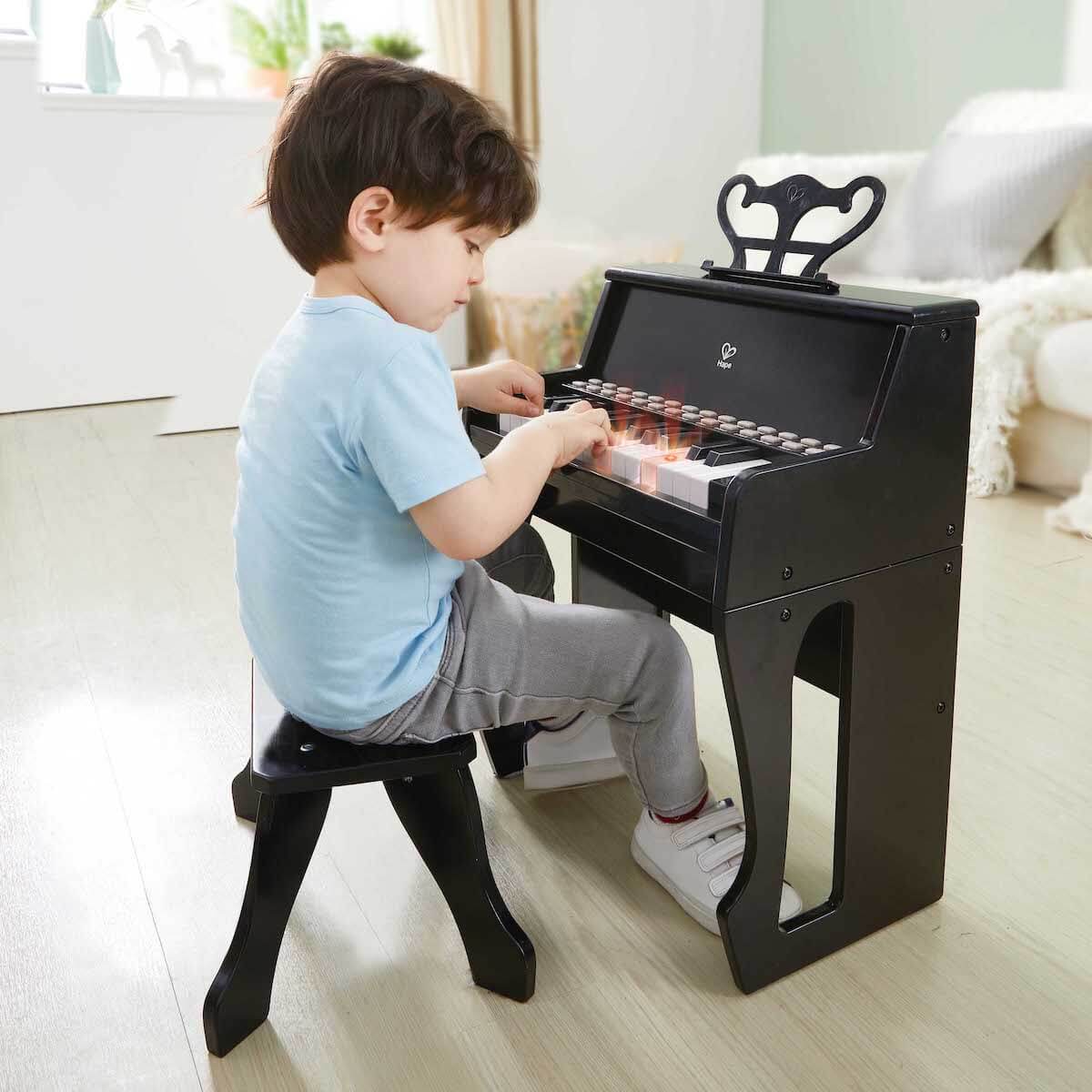 Piano luminoso-taburete LEARN WITH LIGHTS Hape negro