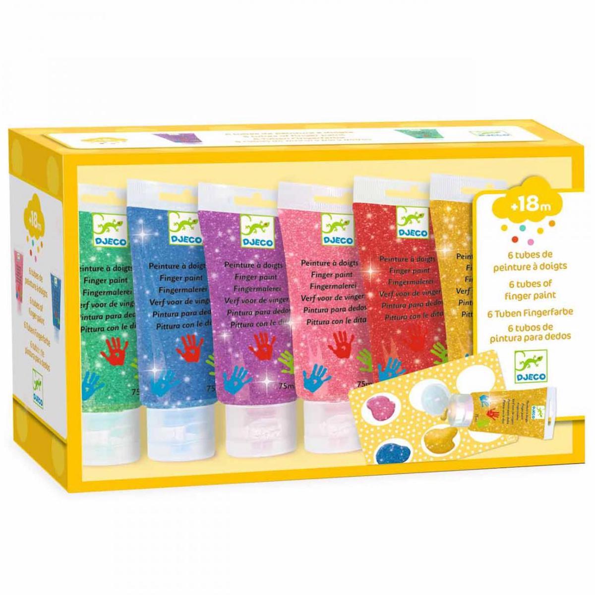 Pintura dedos purpurina 6uds LES COULEURS Djeco