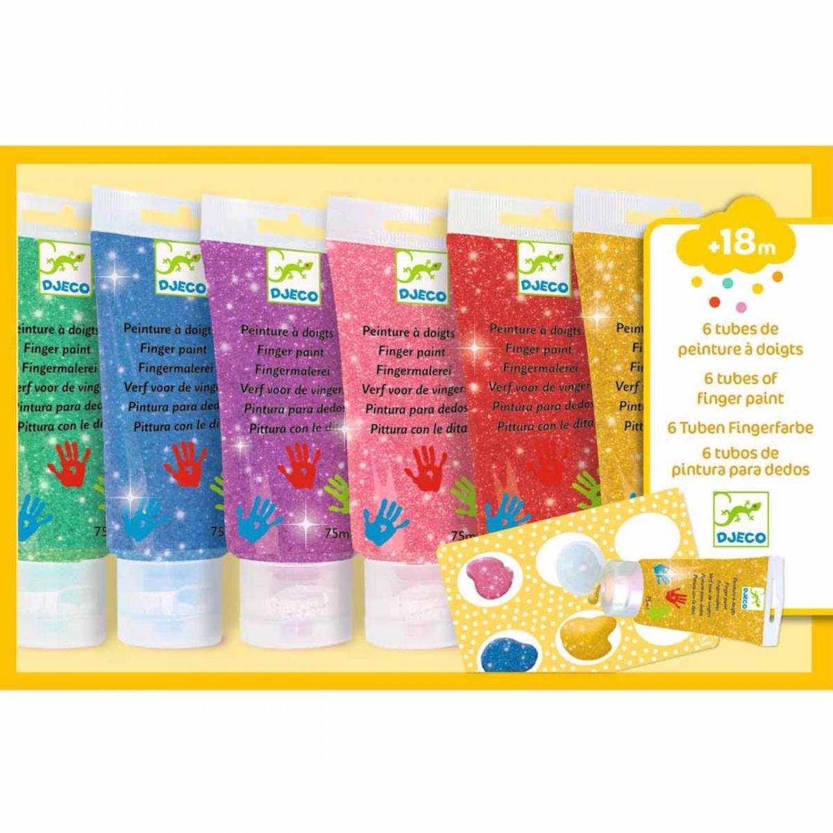 Pintura dedos purpurina 6uds LES COULEURS Djeco