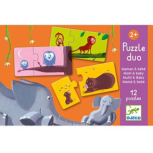 Puzzle dúo +2Y 12pcs MAMÁ Y BEBÉ Djeco