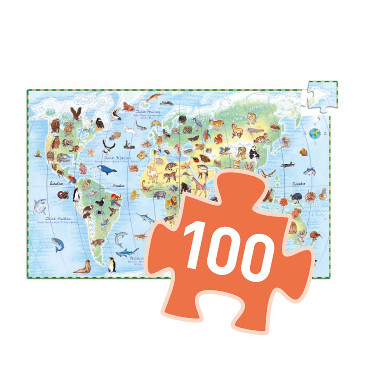 Puzzle observación 100pzas ANIMALES DEL MUNDO Djeco