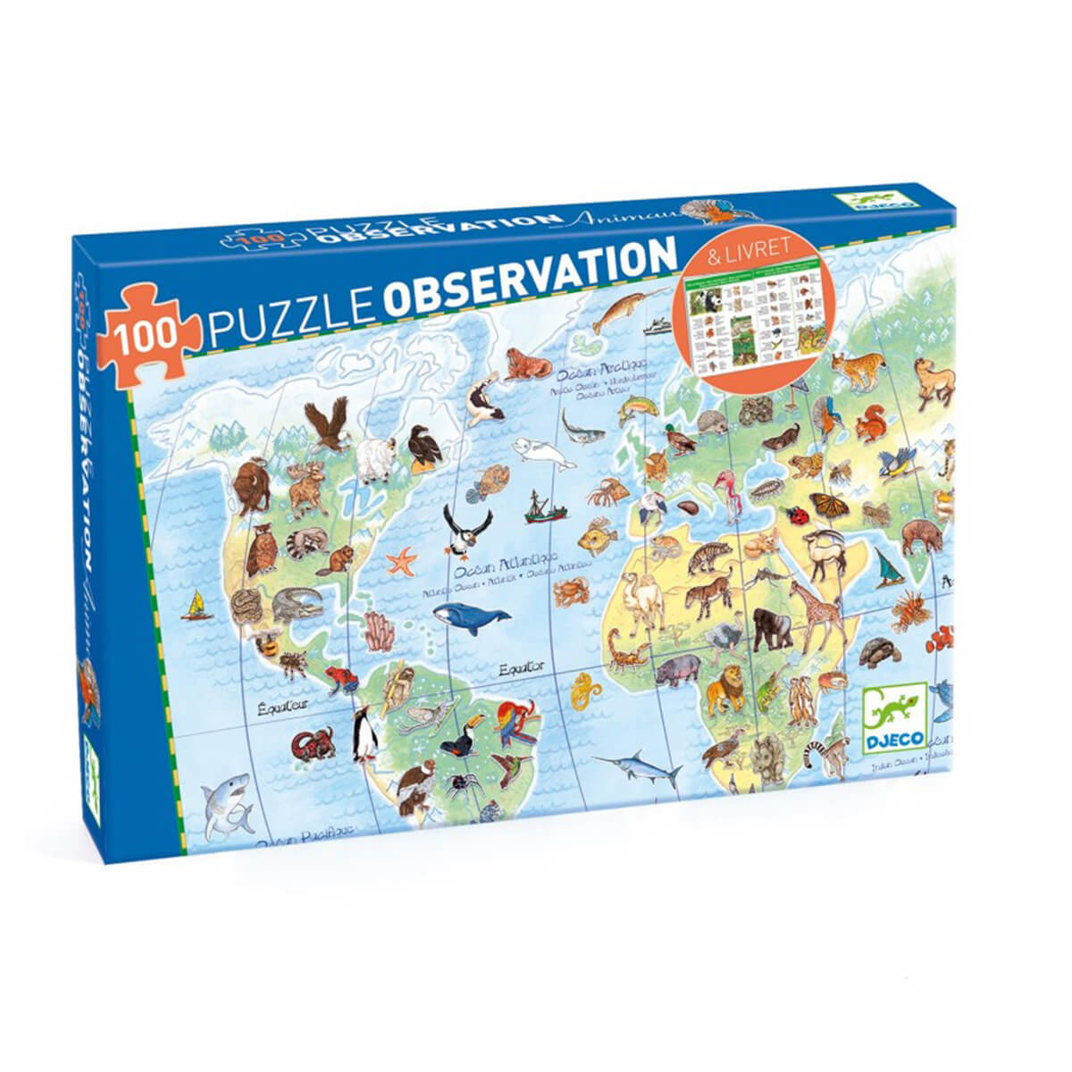 Puzzle observación 100pzas ANIMALES DEL MUNDO Djeco