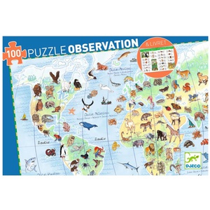 Puzzle observación 100pzas ANIMALES DEL MUNDO Djeco