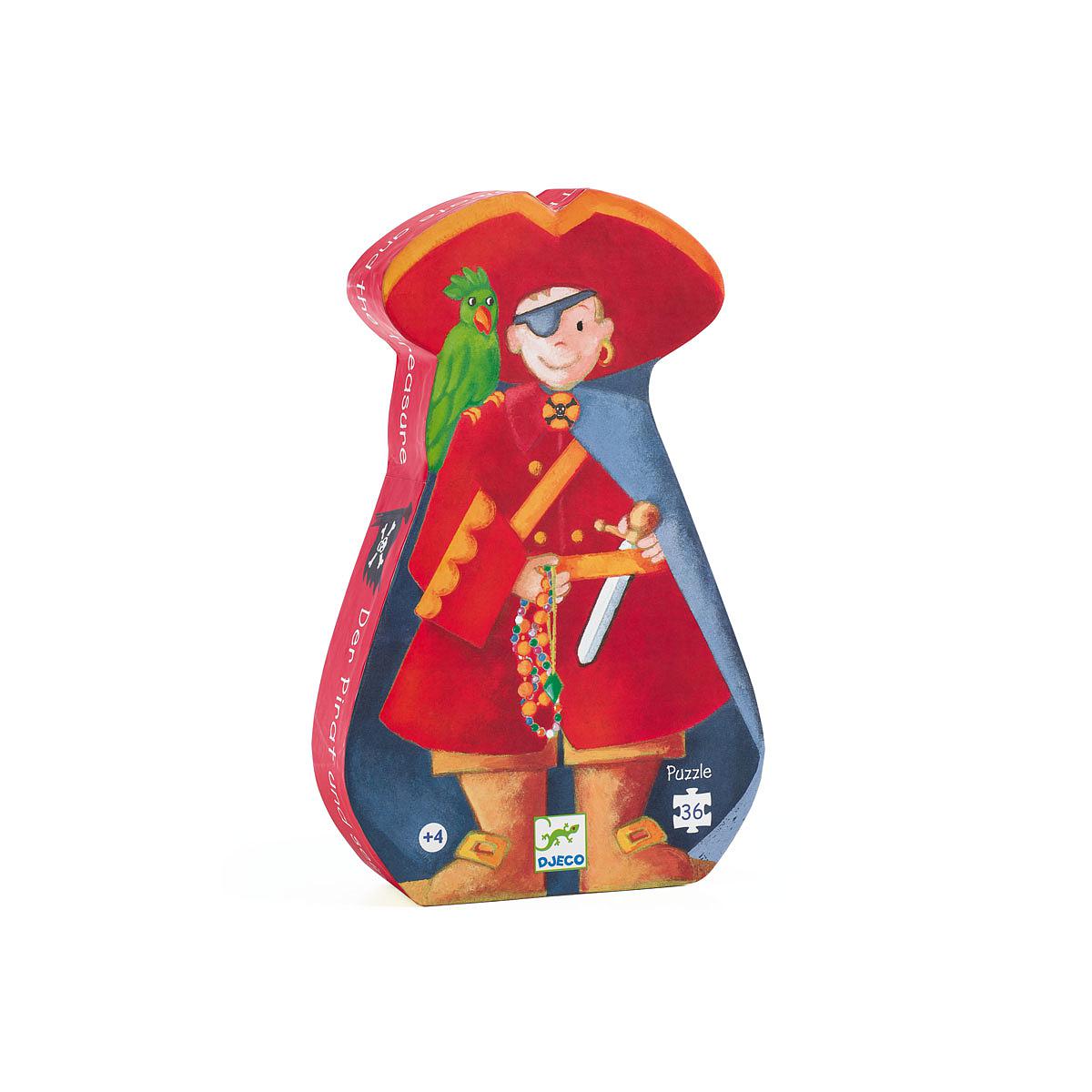 Puzzle silhouette-36pcs LE PIRATE ET SON TRÉSOR Djeco