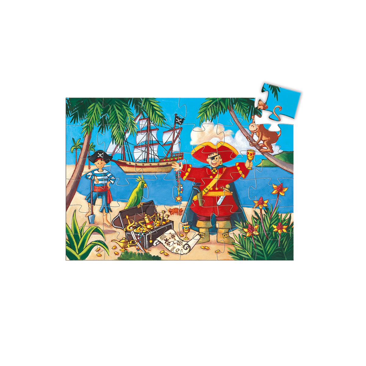 Puzzle silhouette-36pcs LE PIRATE ET SON TRÉSOR Djeco