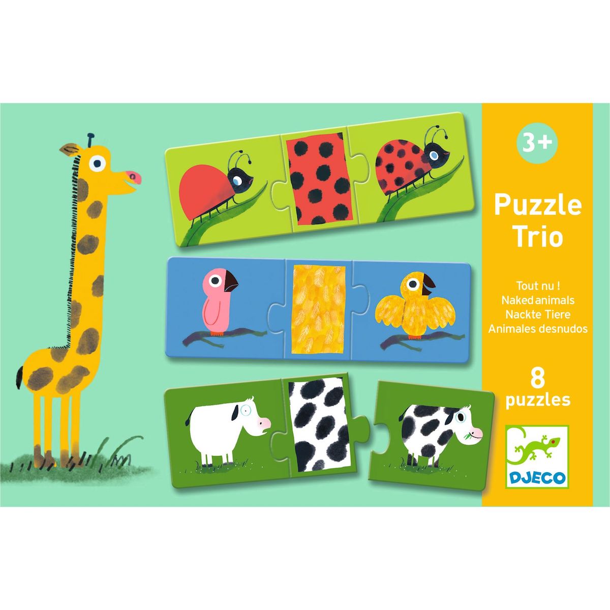 Puzzle trio ANIMALES DESNUDOS Djeco