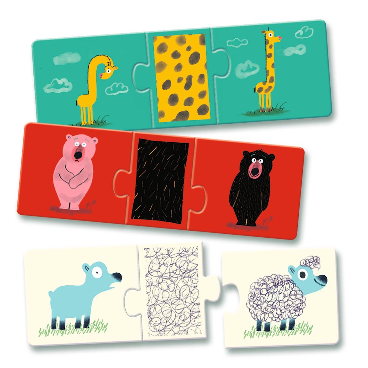 Puzzle trio ANIMALES DESNUDOS Djeco