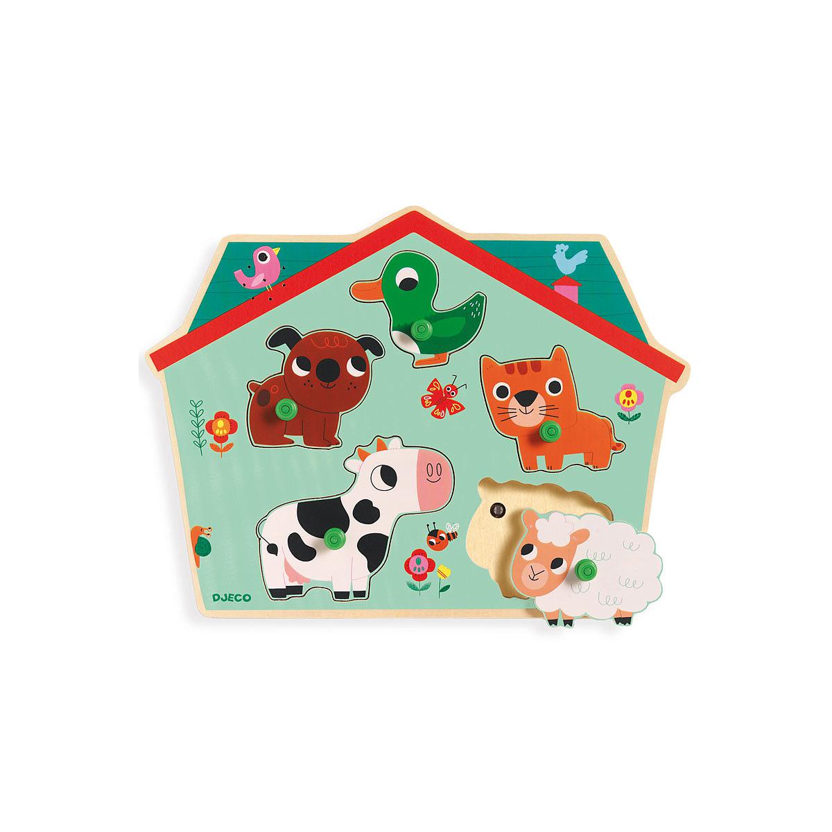 Rompecabezas sonoro madera +12M OUAF WOOF Djeco