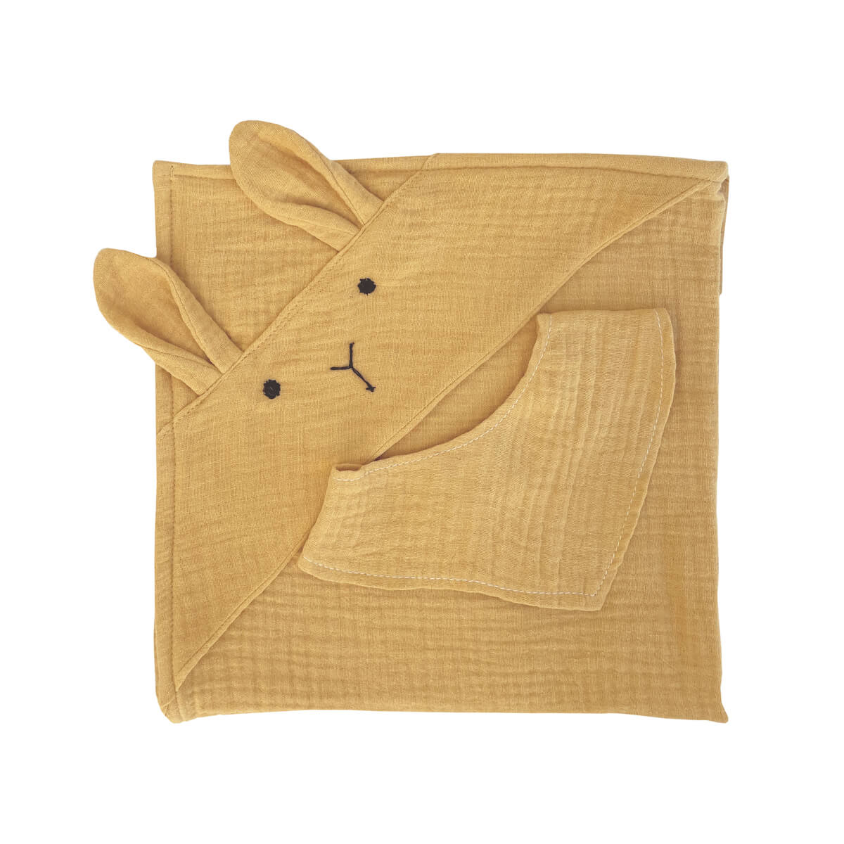 Set toalla-bandana muñeca BUNNY BOBBLE mostaza