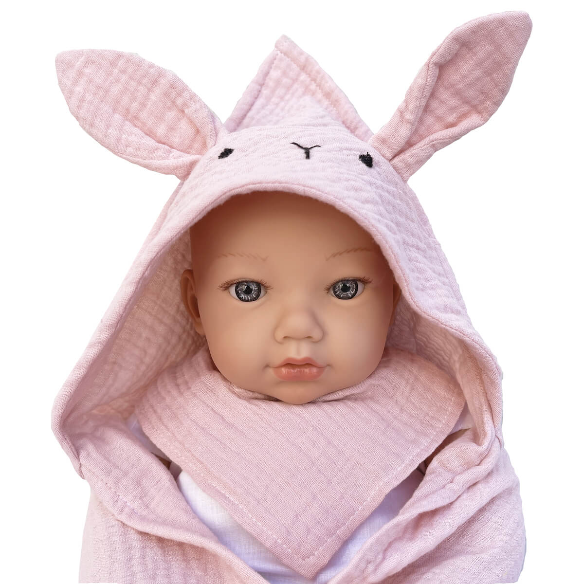 Set toalla-bandana muñeca BUNNY BOBBLE rosa