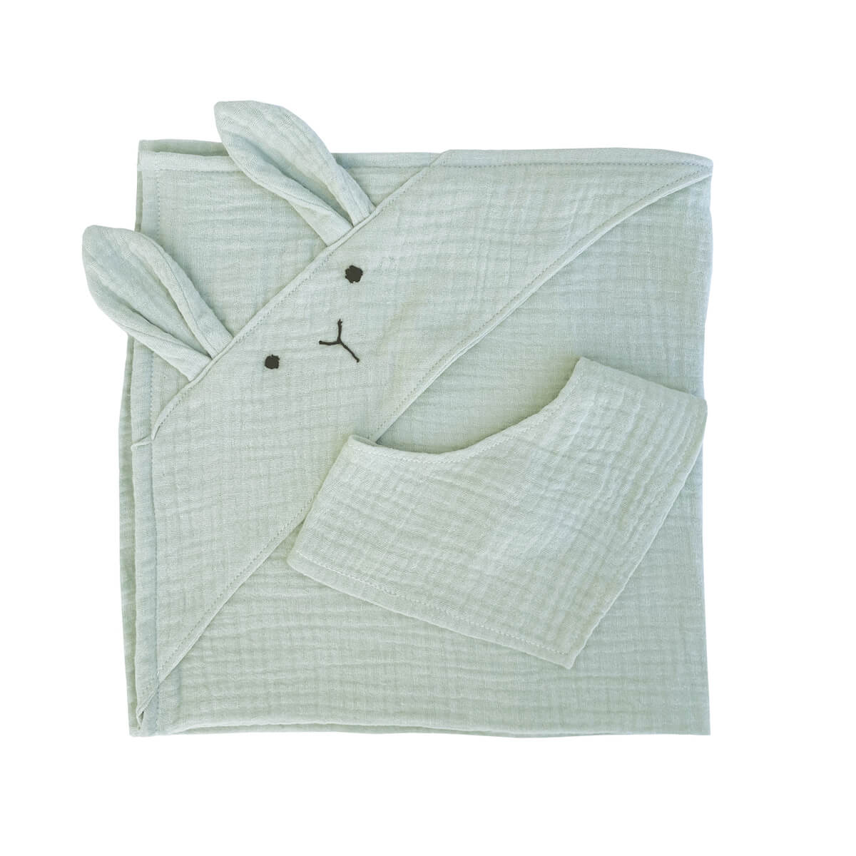 Set toalla-bandana muñeca BUNNY BOBBLE verde