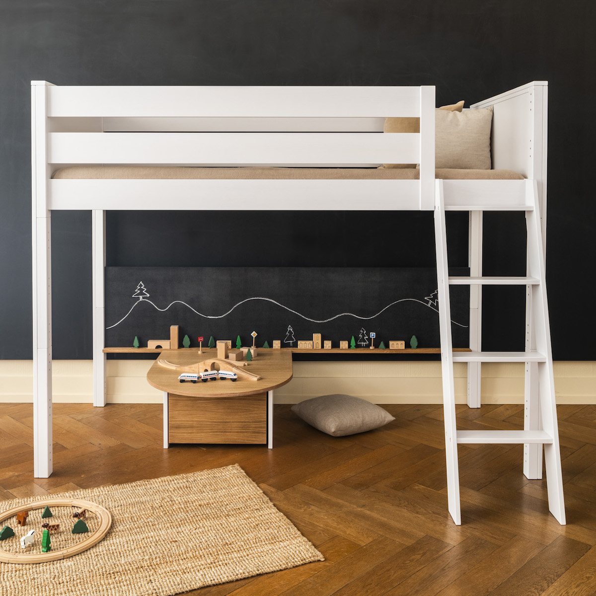 Spieltisch KASVA Multiplex weiß-lackiert Eiche-furniert