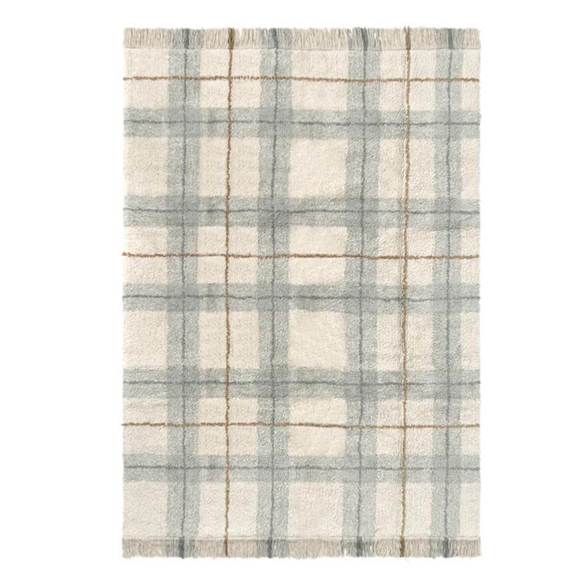 Tapis lavable 140x190cm TARTAN Wouf wouf Lorena Canals blue sage