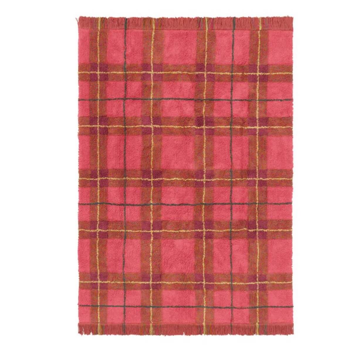 Tapis lavable 90x120cm TARTAN Vintage Wouf wouf Lorena Canals red