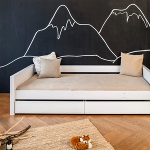 Tiroir lit KASVA blanc lacqué-chêne huilé