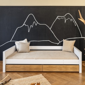 Tiroir lit KASVA blanc lacqué-chêne huilé