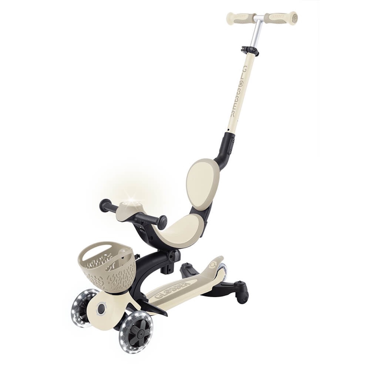 Trottinette évolutive GO UP BABY LIGHTS 360 Globber lights taupe