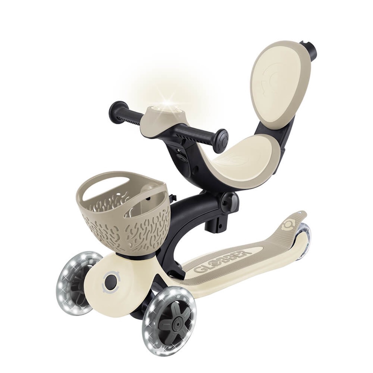 Trottinette évolutive GO UP BABY LIGHTS 360 Globber lights taupe