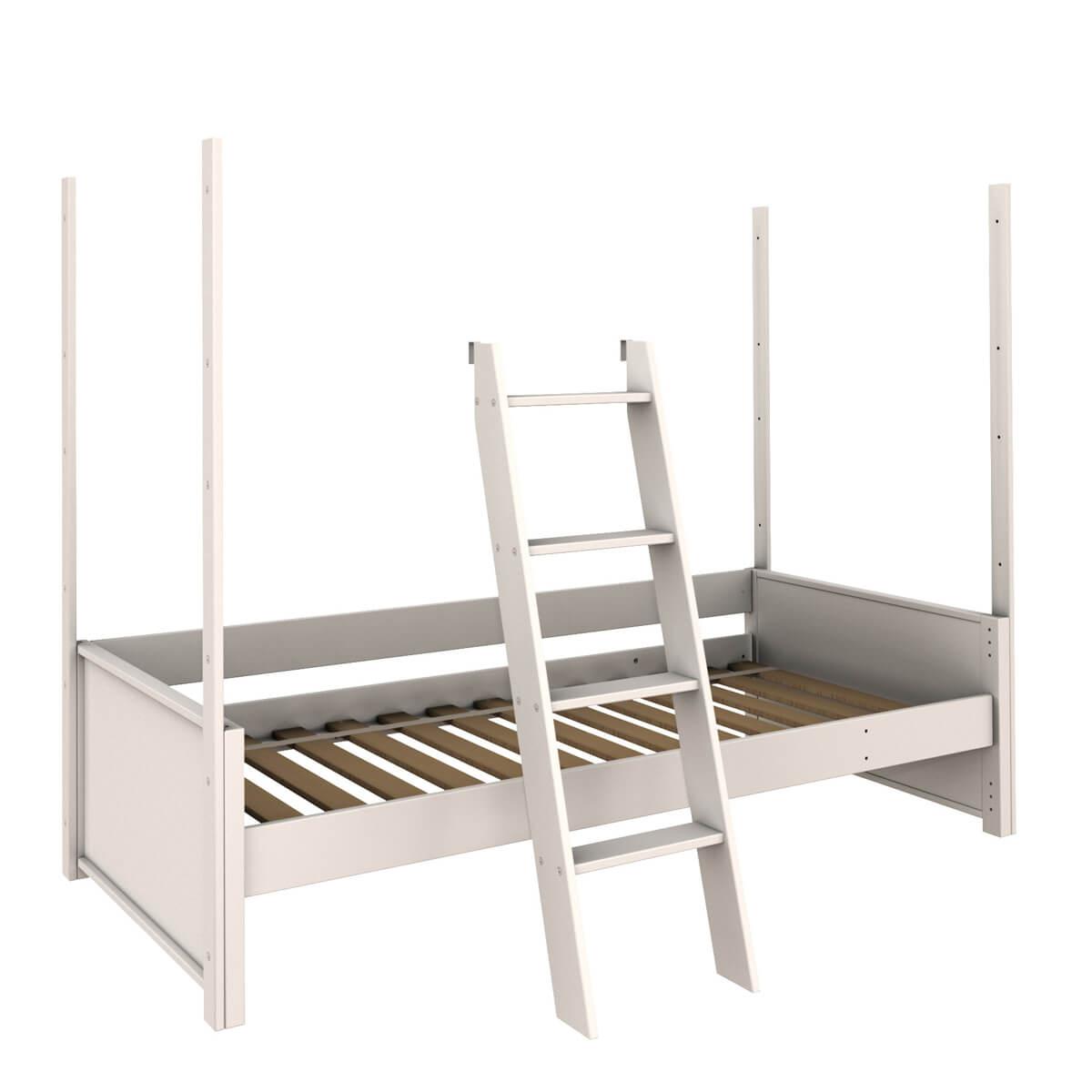 Umbausatz 3 halbhoch-Etagenbett KASVA Buche massiv weiß-lackiert