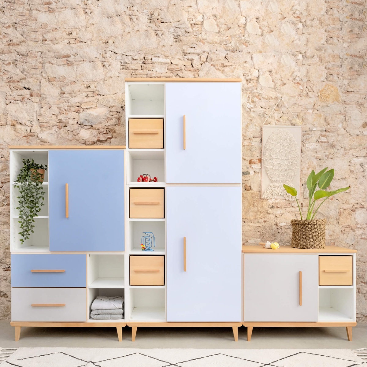 Wardrobe 147 cm 2 doors NADO Retro beech sunshine yellow