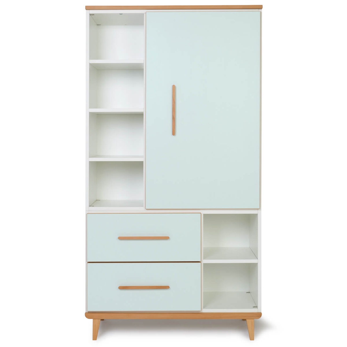 Wardrobe 173 cm 1 door 2 drawers NADO Retro mint