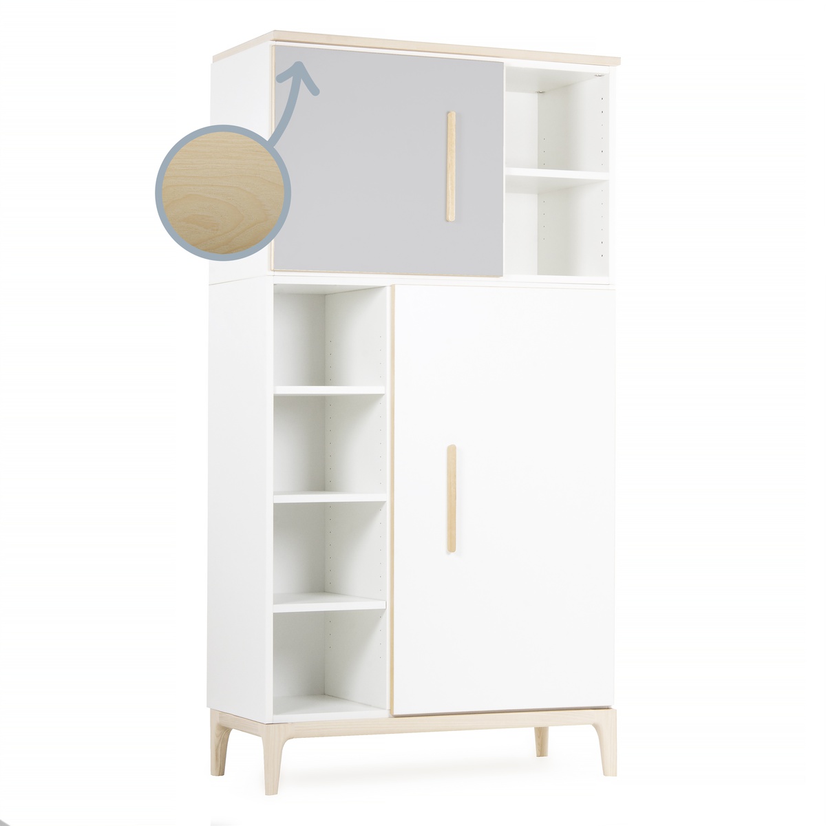 Wardrobe 173cm 2 doors NADO Curve ash manhattan grey-white