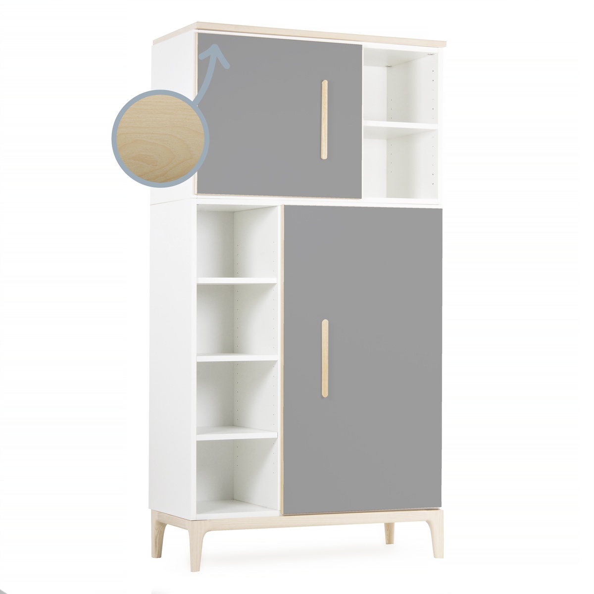 Wardrobe 173cm 2 doors NADO Curve ash slate grey