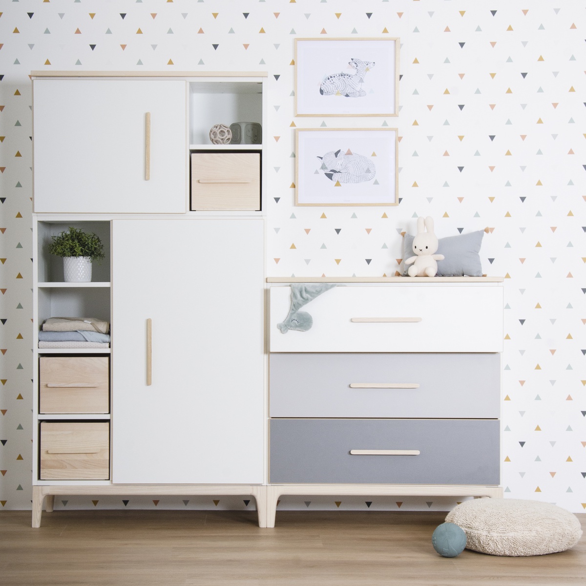 Wardrobe 173cm 2 doors NADO Curve ash slate grey