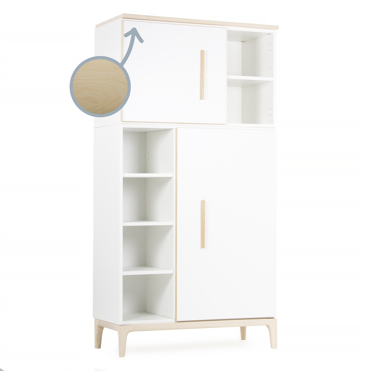Wardrobe 173cm 2 doors NADO Curve ash white