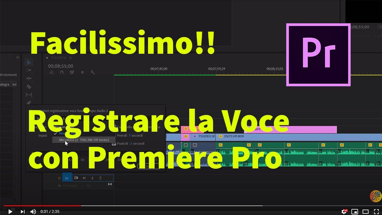 Registrare audio con premier