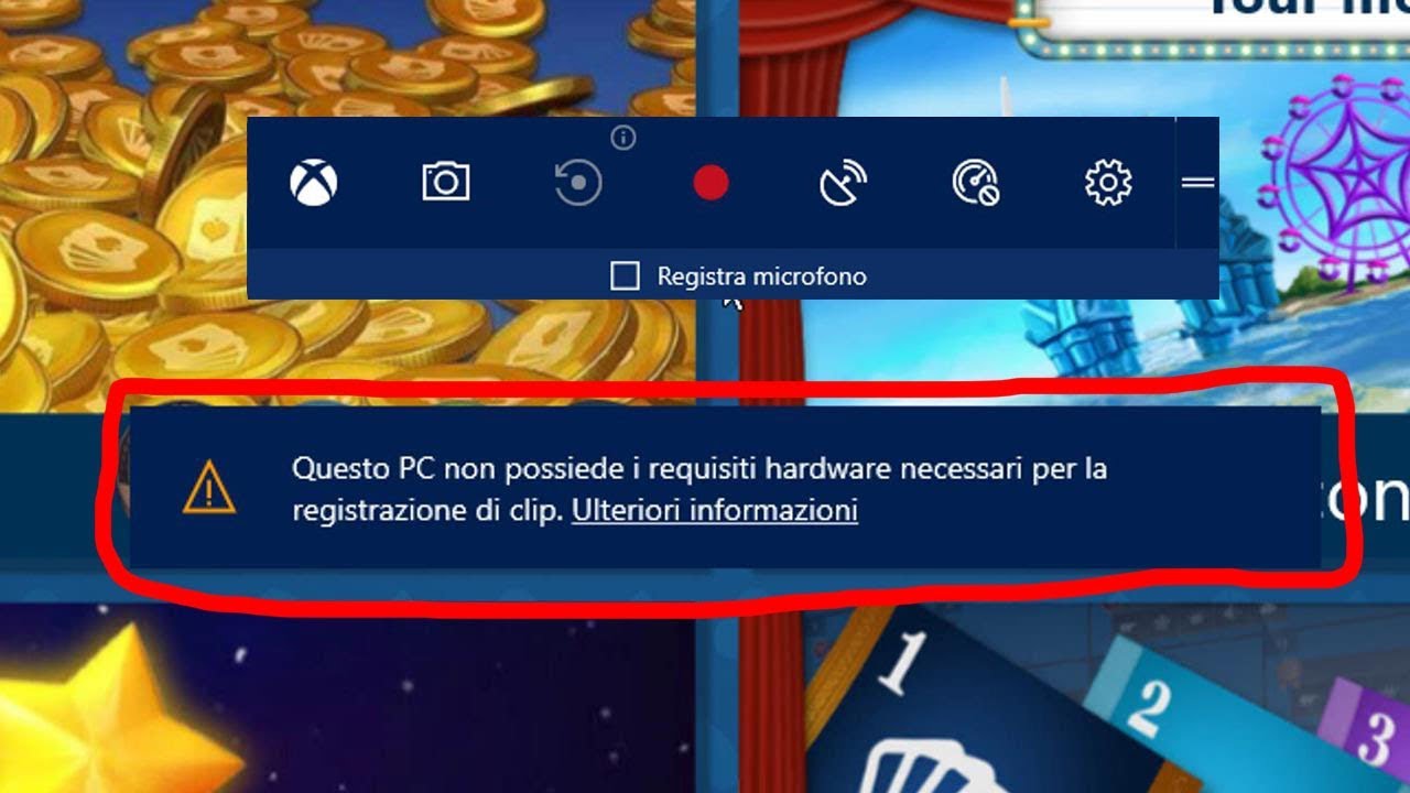 Windows 10 impossibile registrare in questo momento