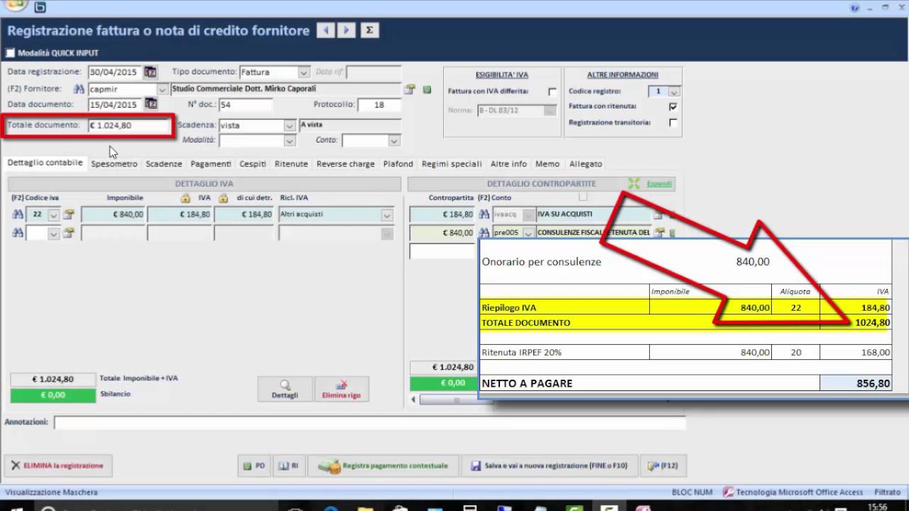 Come registrare una ritenuta d’acconto