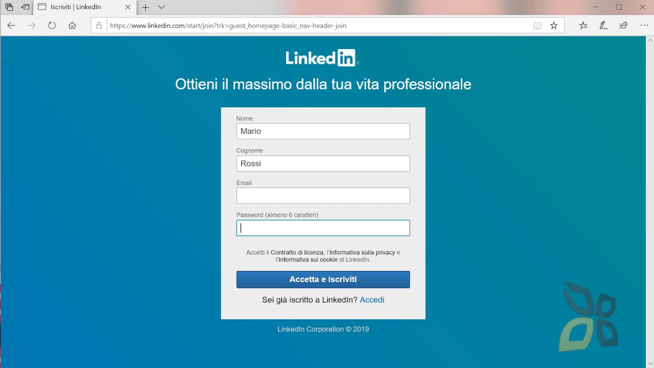 Registrare azienda su linkedin
