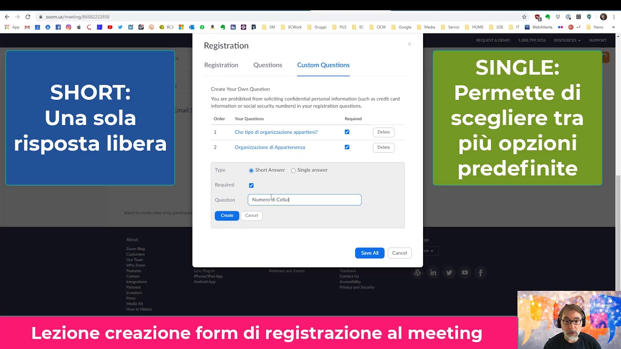 Registrare nome evento