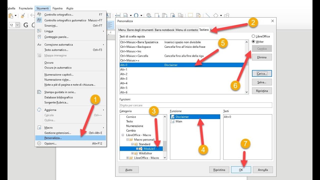Registrare una macro con openoffice