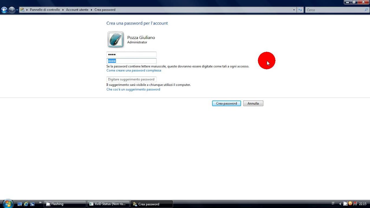 Registrare password sul pc