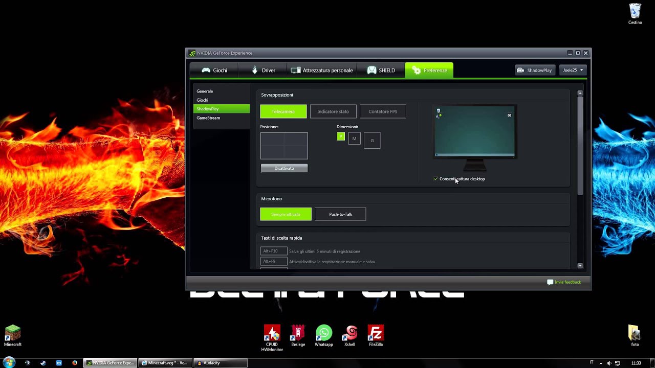Come registrare minecraft con shadowplay