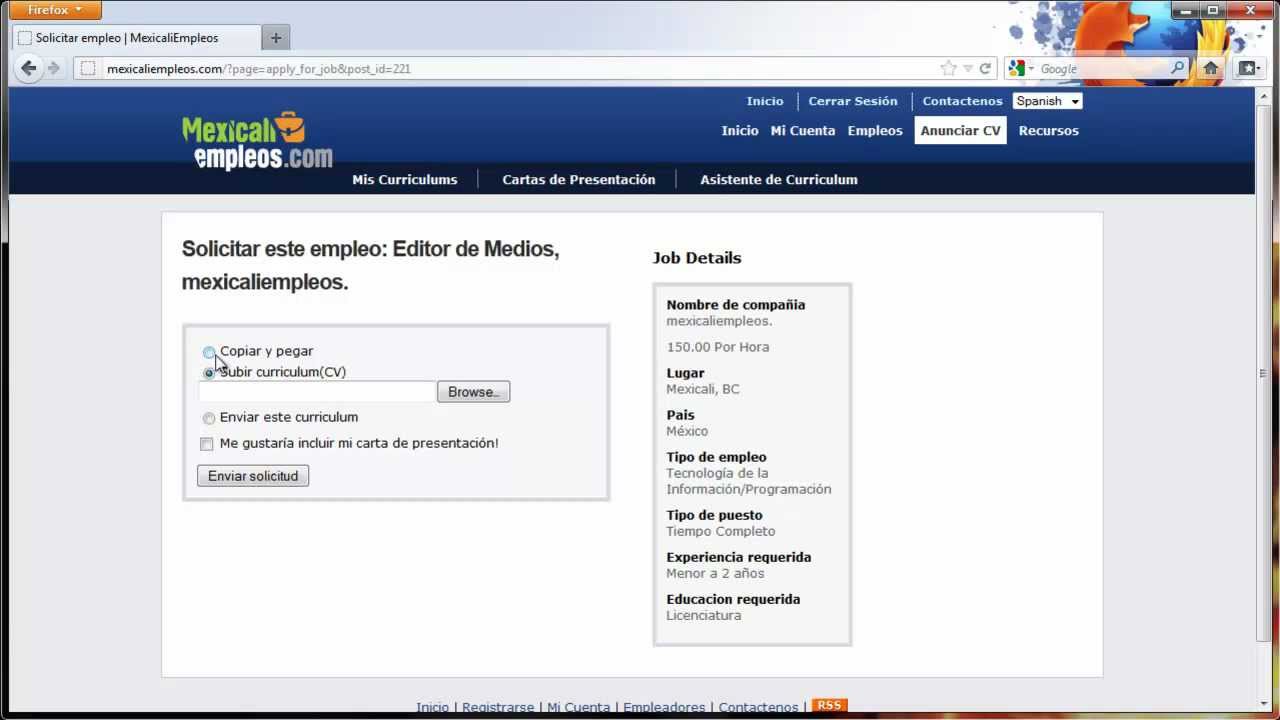 ¿Cómo enviar un mensaje de solicitud de trabajo?