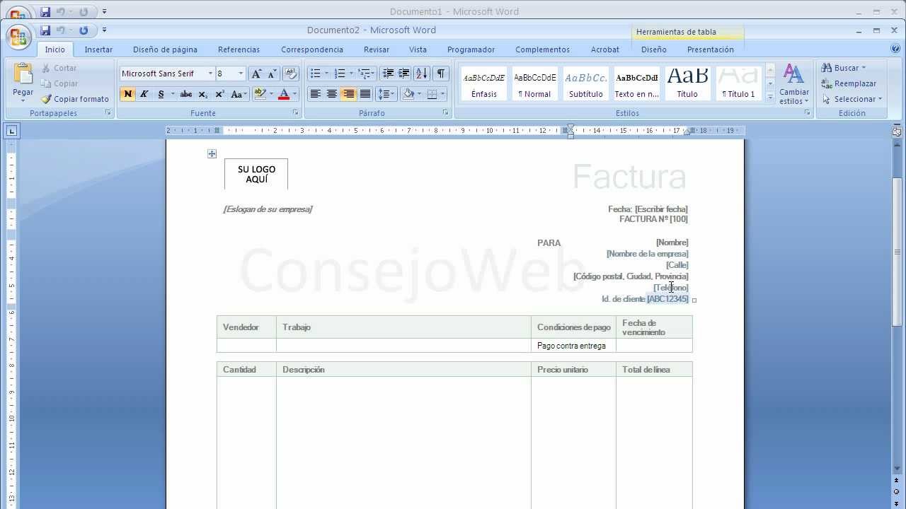 Como Diseñar Una Factura En World Office