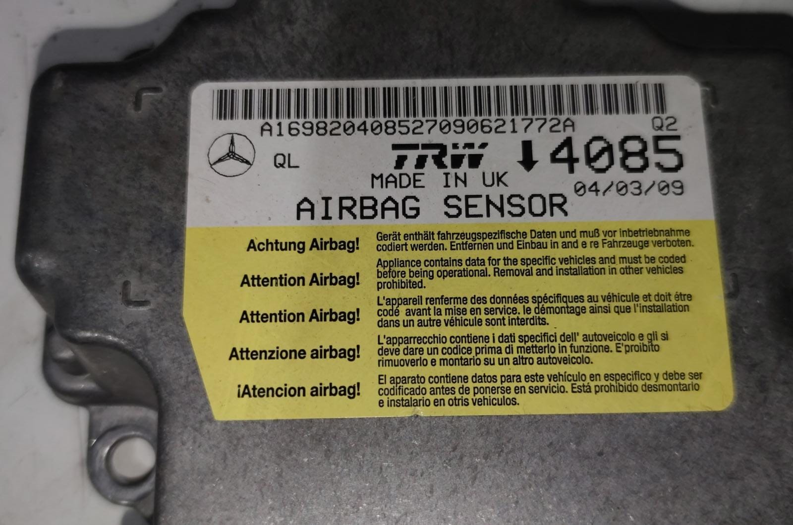 KIT AIRBAG COMPLETO MERCEDES Classe B W245 1Â° Serie 1 benzina (2007