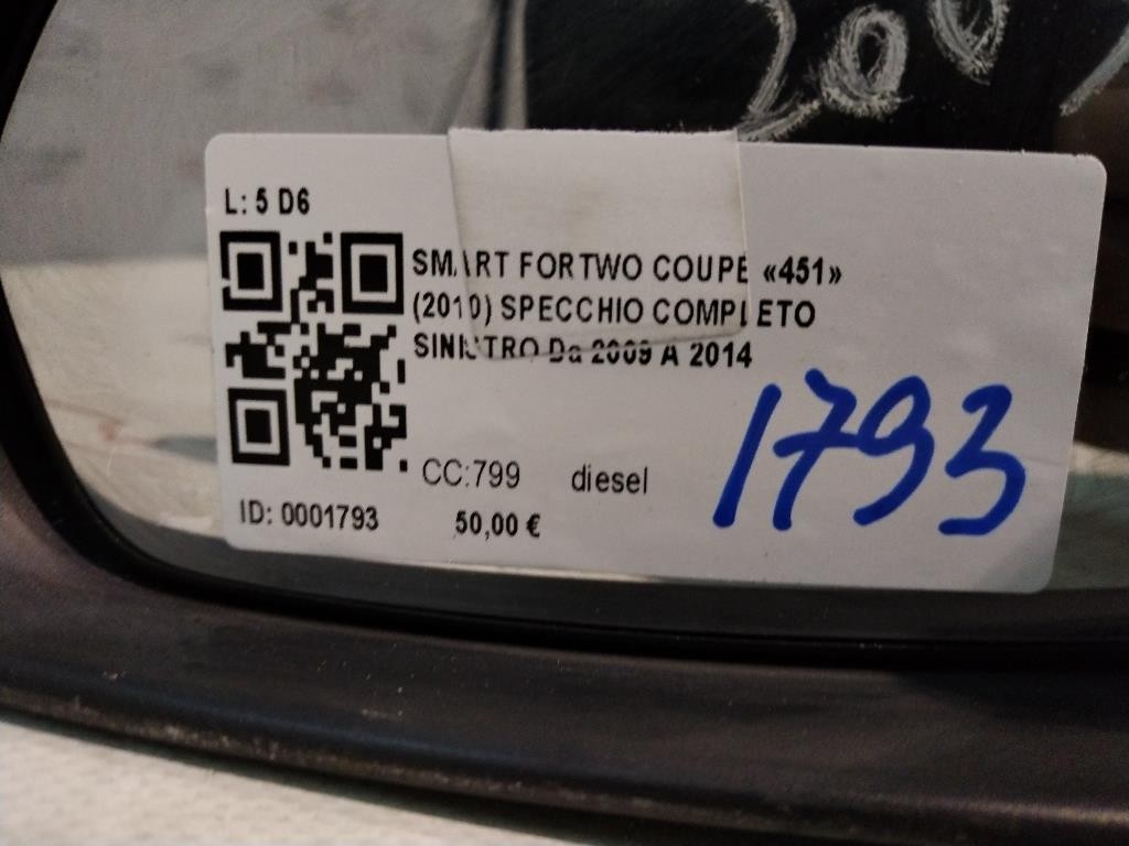 Calotta Specchietto Retrovisore Destro Per SMART FORTWO Dal 2014 Nero Nuovo