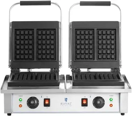gaufrier double gris ouvert et vide