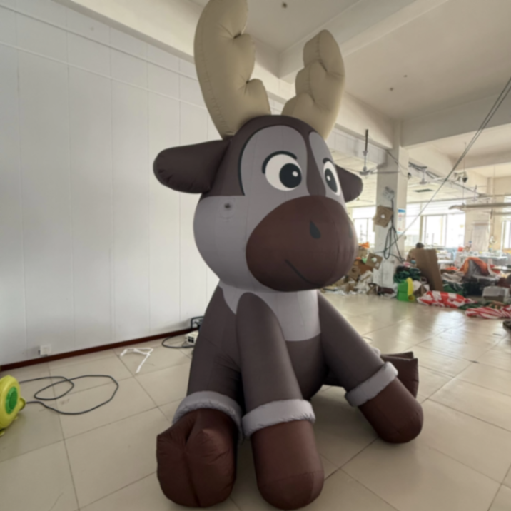 Renne de Noël Cartoon Gonflable 3m marron et gris 