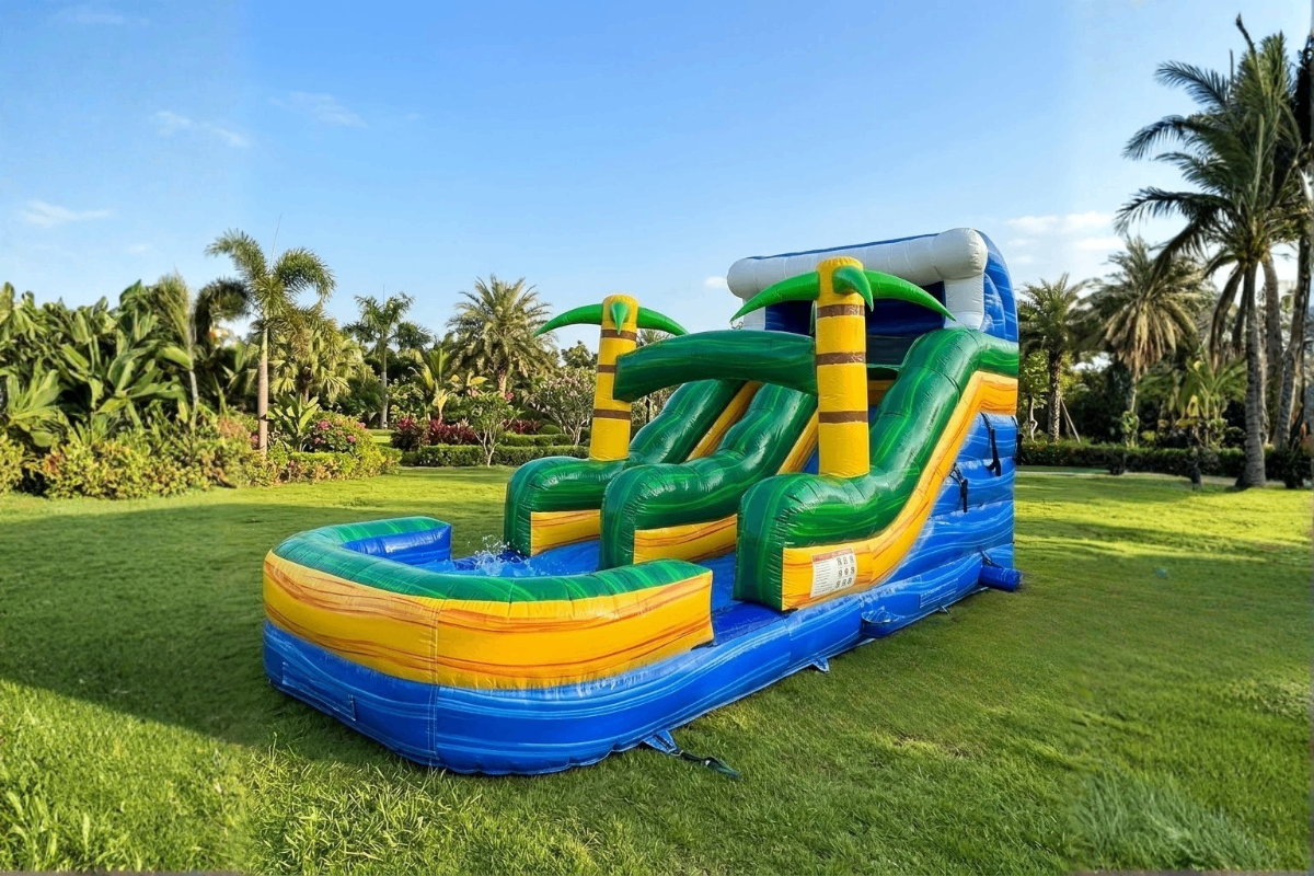 Toboggan Gonflable Aquatique Tropical Wave