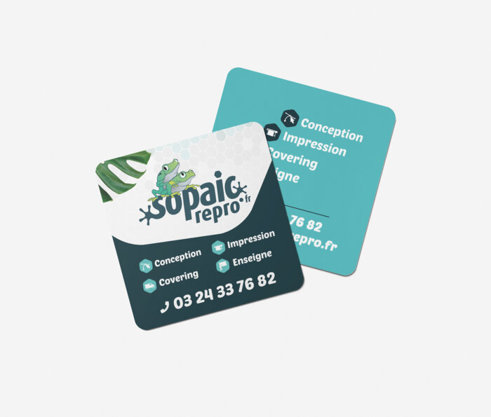 Carte de visite carree 55x55 mm - coins arrondis