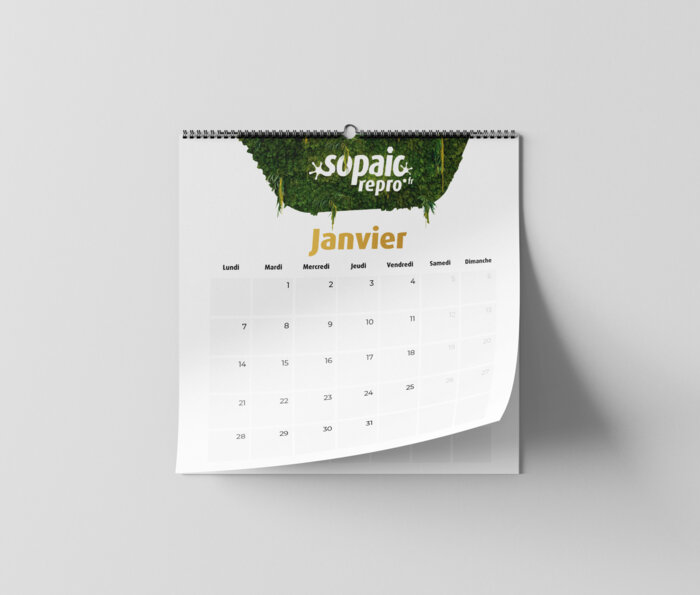 Calendrier mural carre a spirale