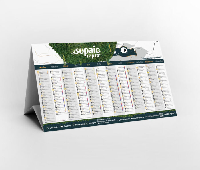 Calendrier chevalet A4 A5 A6