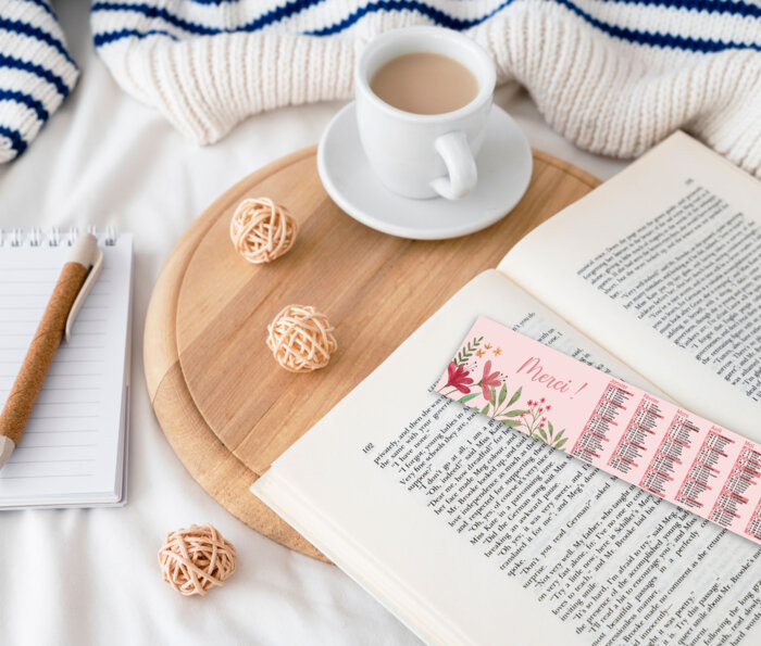 Calendrier marque page paysage - coins carrés