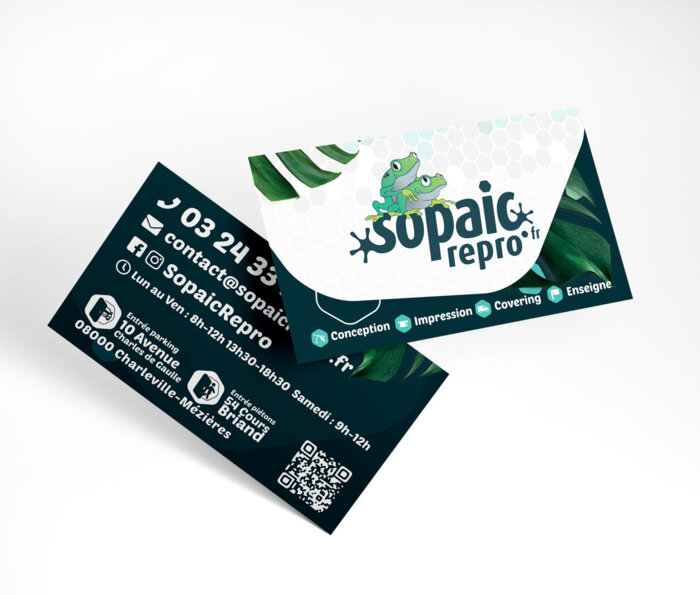 Carte commerciale standard 85 x 55 mm - coins carrés